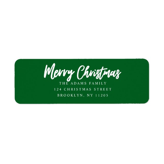 Étiquette Joyeux Noël vert script retour adresse (Devant)