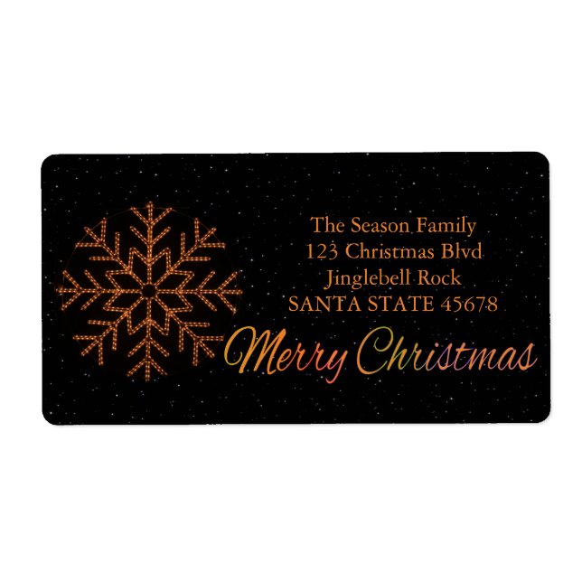 Étiquette Joyeux Noël x mas cristal lumière (Devant)