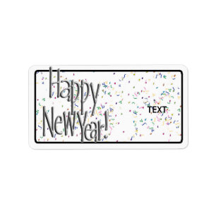 Étiquette Joyeux Nouvel An Silver Text
