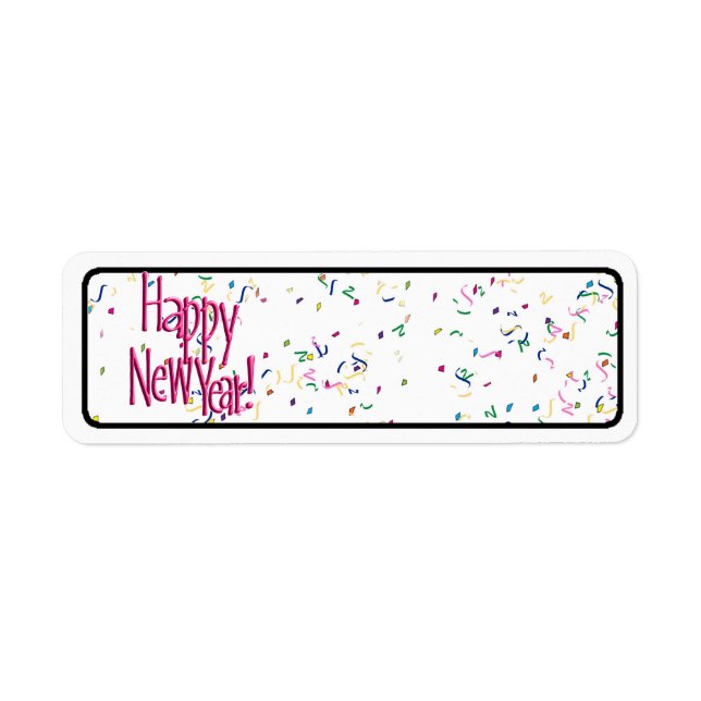 Étiquette Joyeux Nouvel An Texte rouge (Devant)