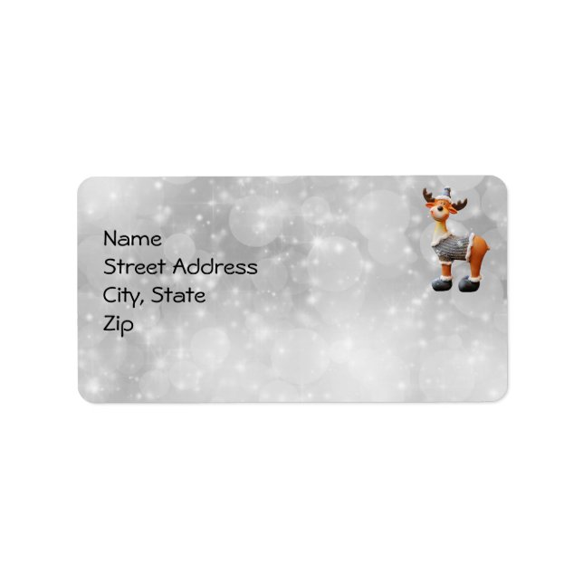 Étiquette Joyeux orignal de Noël portant un casquette (Devant)