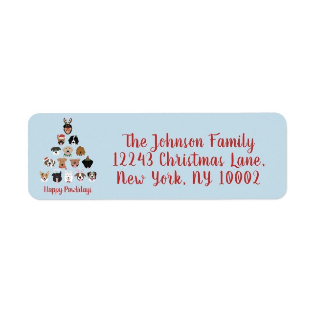 Étiquette Joyeux Pawlidays Chien arbre de Noël (Devant)