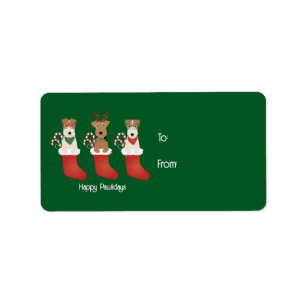 Étiquette Joyeux Pawlidays Welsh Wire Fox Terrier Chien