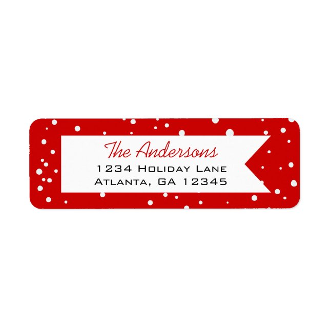 Étiquette Joyeux petit Noël rouge et blanc flocon de neige (Devant)