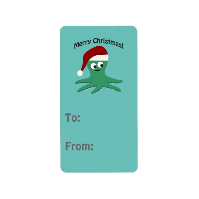Étiquette Joyeux poulpe de Noël (Devant)