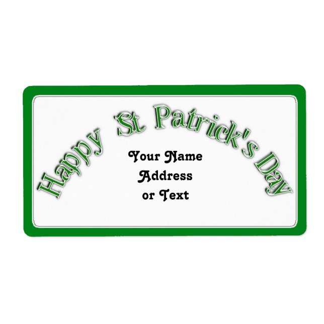 Étiquette Joyeux Saint-Patricks Day Courbé Texte Image (Devant)