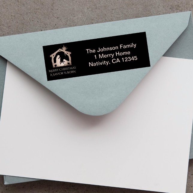 Étiquette Joyeux sauveur de Noël est né Nativité (Merry Christmas Savior Is Born Nativity Label)