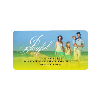 Étiquette Joyeux Script Fancy Holiday Photo Return Adresse