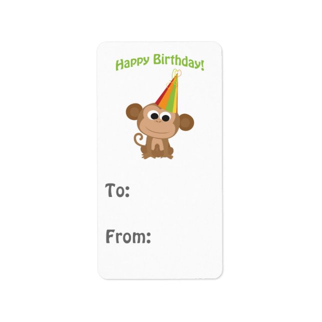 Étiquette Joyeux singe d'anniversaire (Devant)