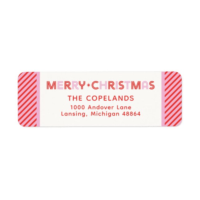 Étiquette Joyeux Sucre de canne de Noël Frappe personnalisée (Devant)