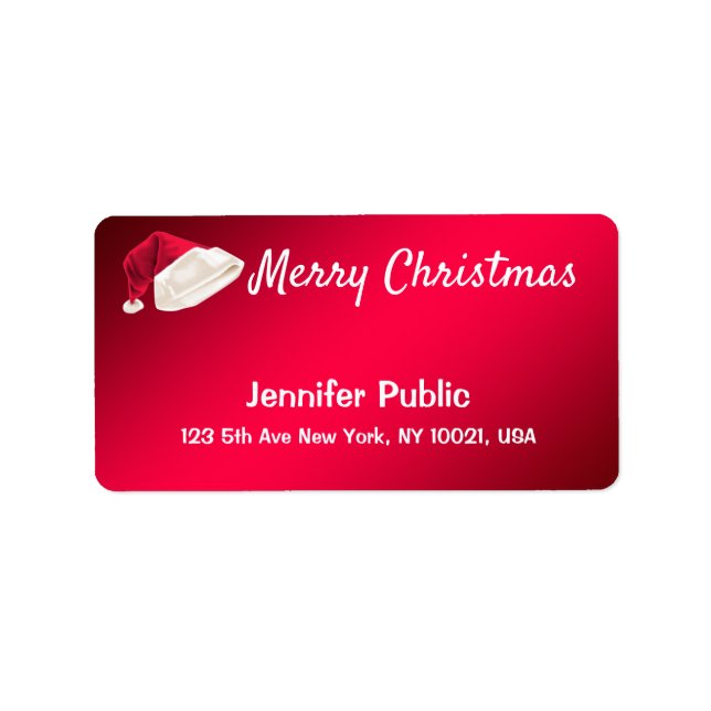 Étiquette Joyeux Texte de Noël Rouge Script manuscrit Père N (Devant)