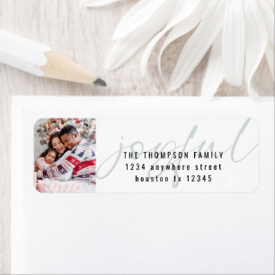 Étiquette Joyeux texte superposition photo Noël Adresse de r