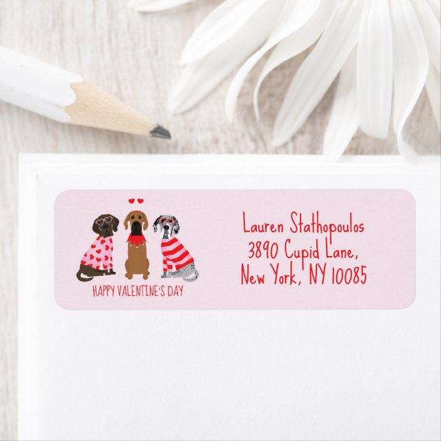 Étiquette Joyeux Valentines Day Chiens de Danse (En situation)