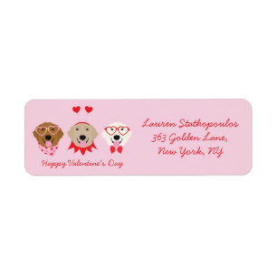 Étiquette Joyeux Valentines Day Golden Retriever Dogs