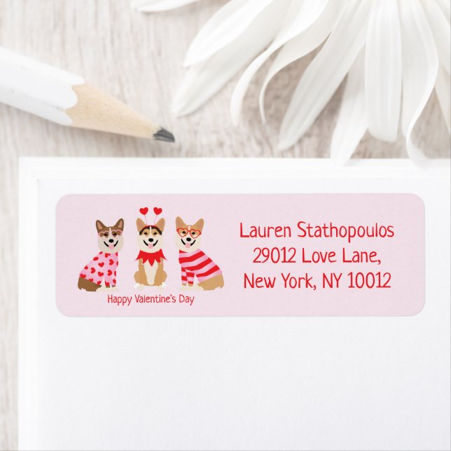 Étiquette Joyeux Valentines Day Pembroke Welsh Corgi Chiens (En situation)