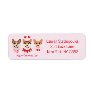 Étiquette Joyeux Valentines Day Pembroke Welsh Corgi Chiens