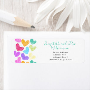 Étiquette Joyeux Valentines Jour Cute Pastel Coeurs Personna