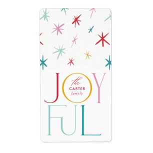 Étiquette JOYFUL whimsical star moderne coloré personnalisé