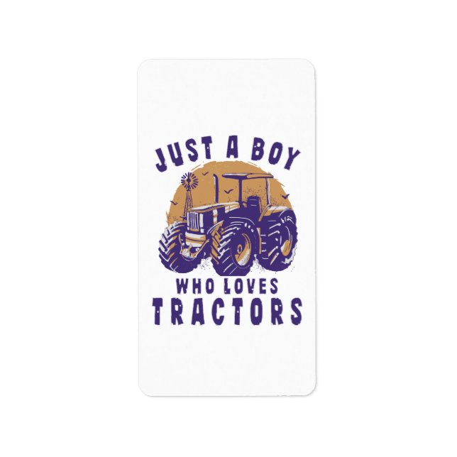 Étiquette Juste un garçon qui aime les tracteurs et les cami (Devant)