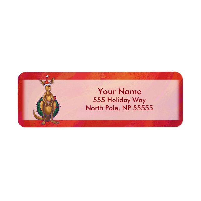Étiquette Kangaroo Xmas En Rouge (Devant)