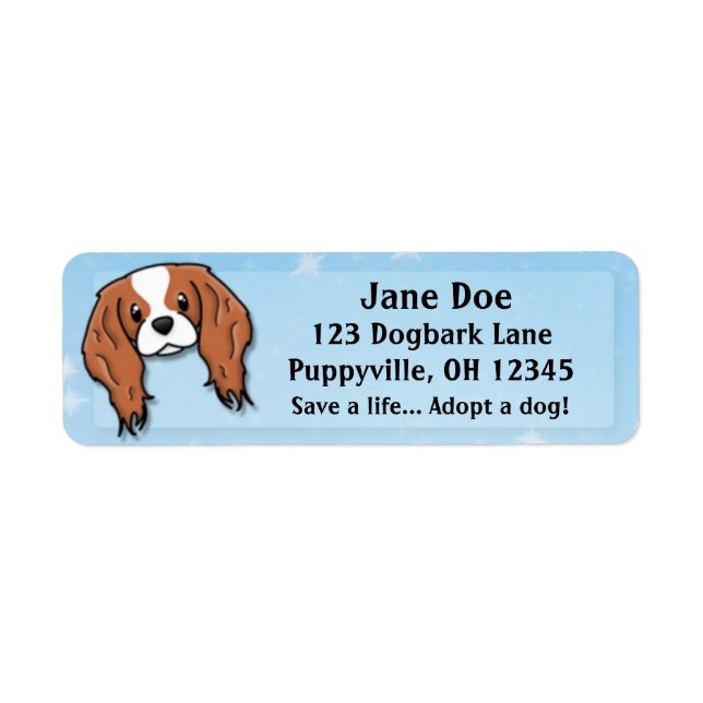 Étiquette Kawaii Blenheim Cavalier King Charles Spaniel (Devant)