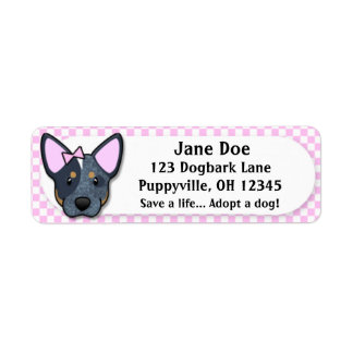 Étiquette Kawaii En vichy rose bleu Heeler