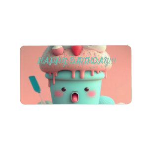 Étiquette Kawaii  ice cream cup     card
