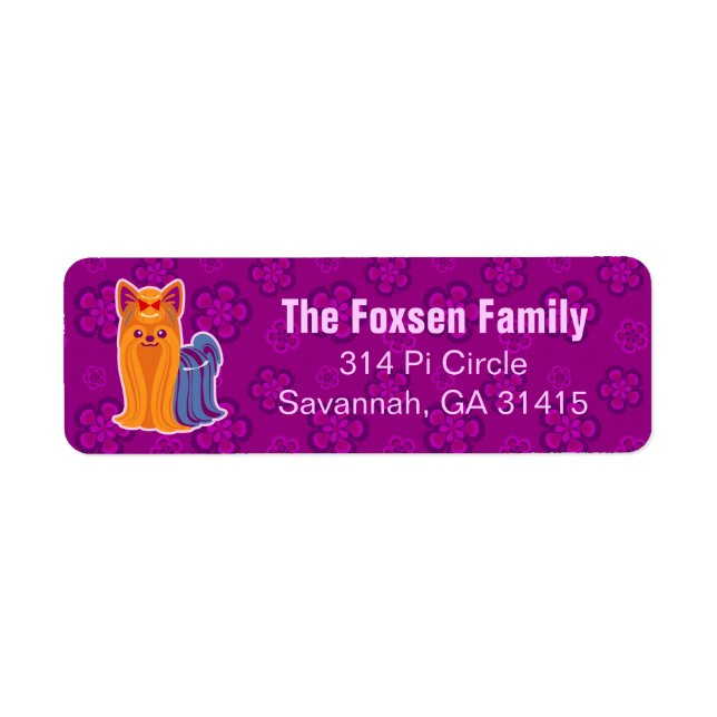 Étiquette Kawaii Long Cheveux Yorkie Dessin Chien (Devant)