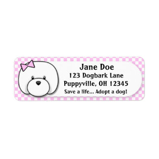 Étiquette Kawaii Pink En vichy Bichon Frise