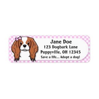 Étiquette Kawaii Rose En vichy Cavalier King Charles Spaniel