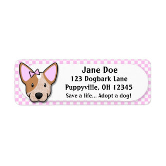 Étiquette Kawaii rose En vichy rouge Heeler