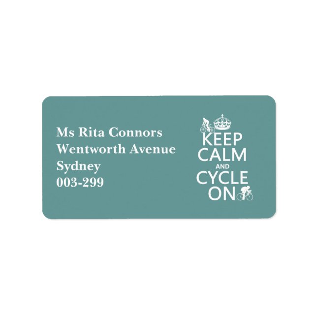 Étiquette Keep Calm and Cycle On (in any color) (Devant)