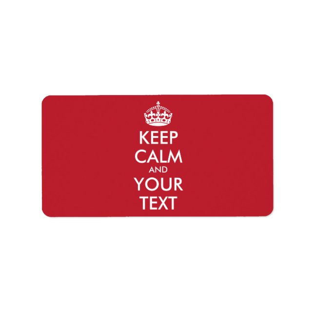 Étiquette KEEP CALM personnalisé et votre texte - blanc (Devant)