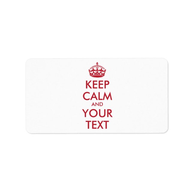 Étiquette KEEP CALM personnalisé et VOTRE TEXTE - rouge (Devant)