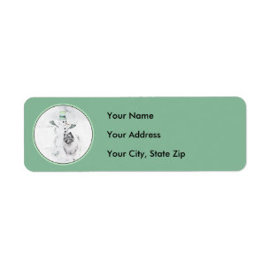 Étiquette Keeshond Noël Snowman Peinture Chien Art