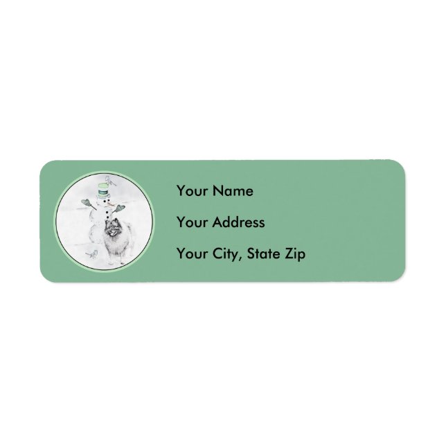 Étiquette Keeshond Noël Snowman Peinture Chien Art (Devant)