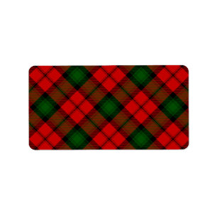 Étiquette Kerr tartan rouge vert plaid