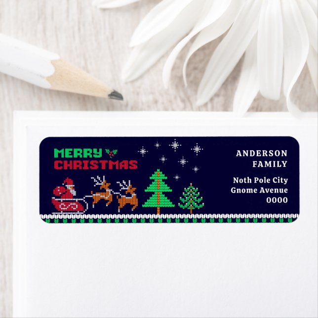 Étiquette Kits Père Noël Sleigh Adresse de retour (En situation)