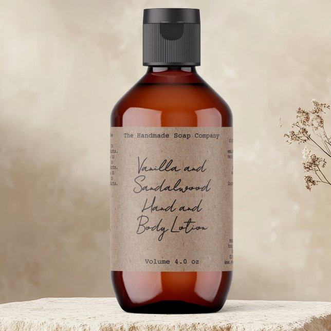 Étiquette Kraft Handwritten Look Cosmetics Bottle Label (Créateur téléchargé)