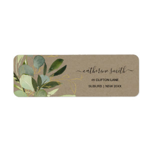 ÉTIQUETTE KRAFT LEAFY GREEN GOLD FOLIAGE ADRESSE DE COULEUR