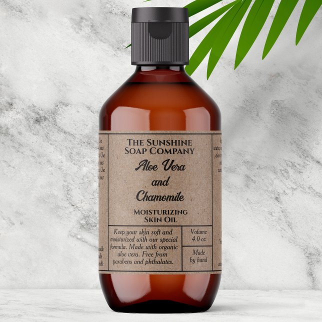 Étiquette Kraft paper cosmetics bottle label 4 oz (Créateur téléchargé)