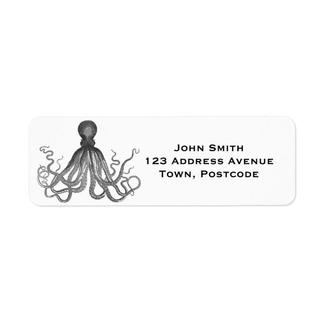 Étiquette Kraken - Octopus géant noir / Cthulu (Devant)