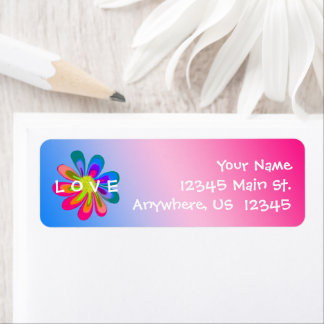 Étiquette L O V E Flower Return Adresse