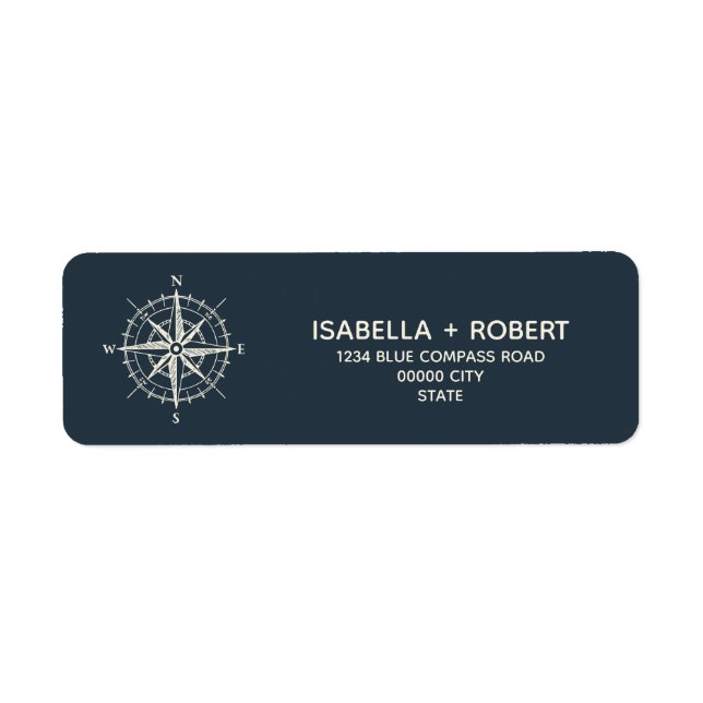 Étiquette La boussole bleue | Rose nautique des vents (Devant)