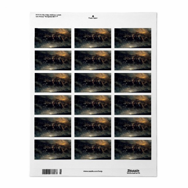 Étiquette La chasse sauvage d'Odin, 1872 par Peter Nicolai A (Feuille entière)