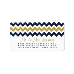 Étiquette La collection Mariage moderne Chevron - Marine & G