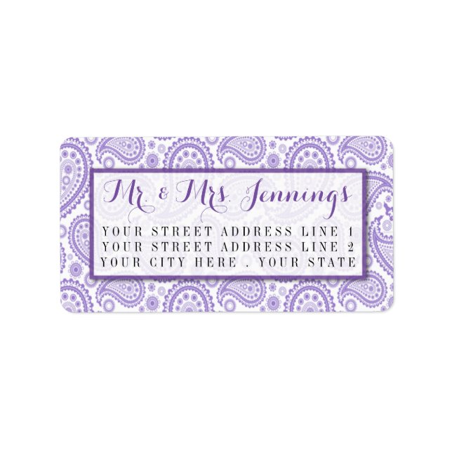Étiquette La collection Mariage moderne Paisley - Purple (Devant)