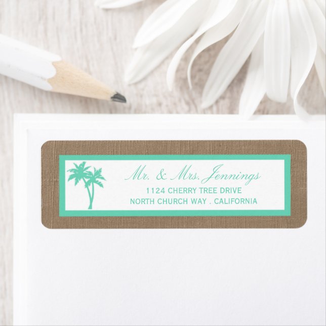 Étiquette La collection Tropical Palm Tree Beach Wedding (En situation)
