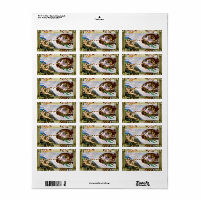 Étiquette La création d'Adam par Michel-Ange (Feuille entière)
