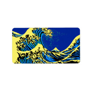 Étiquette La Grande vague Hokusai dans le style Art Pop